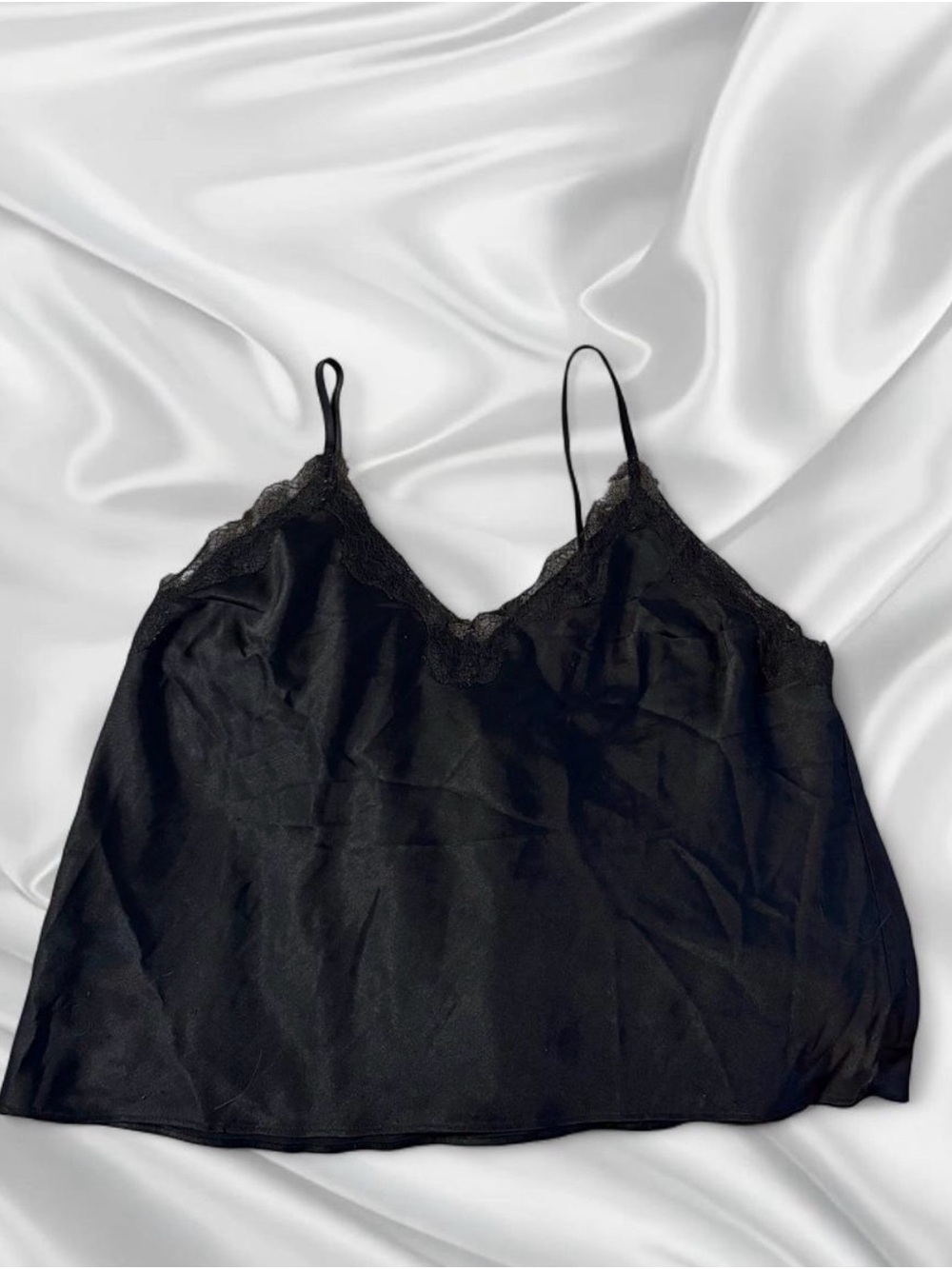 Victoria's Secret Black Lace-Trim Satin Cami